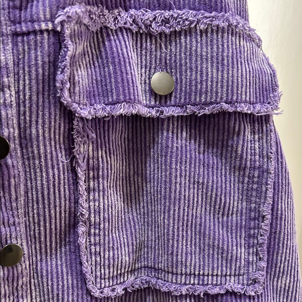 POL Lavender Corduroy Cropped distressed freyed hems Jacket small - Picture 5 of 10